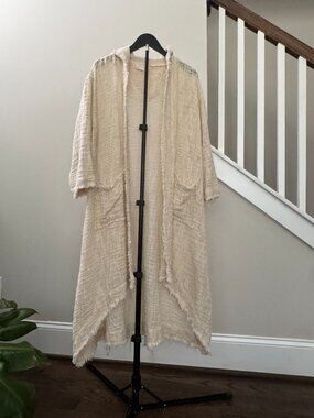 Paper Lace Cream Crochet Duster - One Size